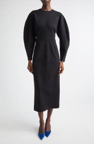 Carolina Herrera Arc Sleeve Midi Dress