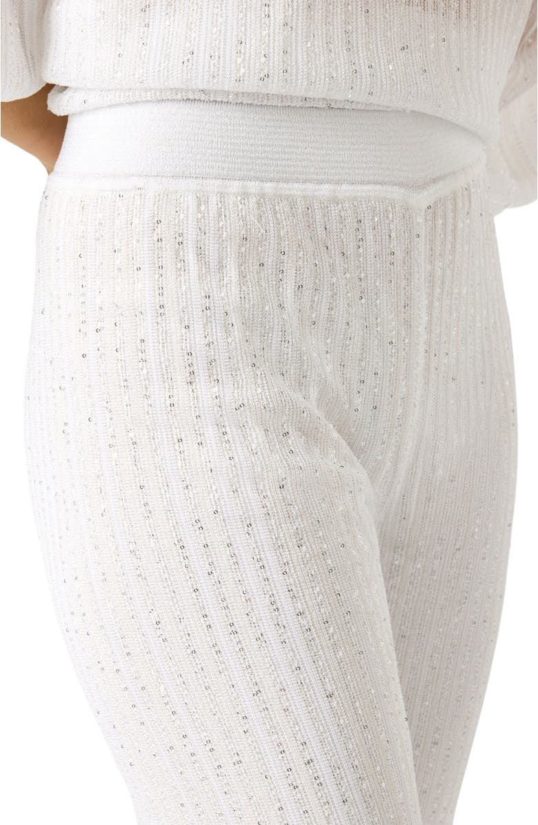 Missoni Straight-leg Trousers In Ribbed Viscose Lamé With Sequins, Alternate, color, Green& Brown