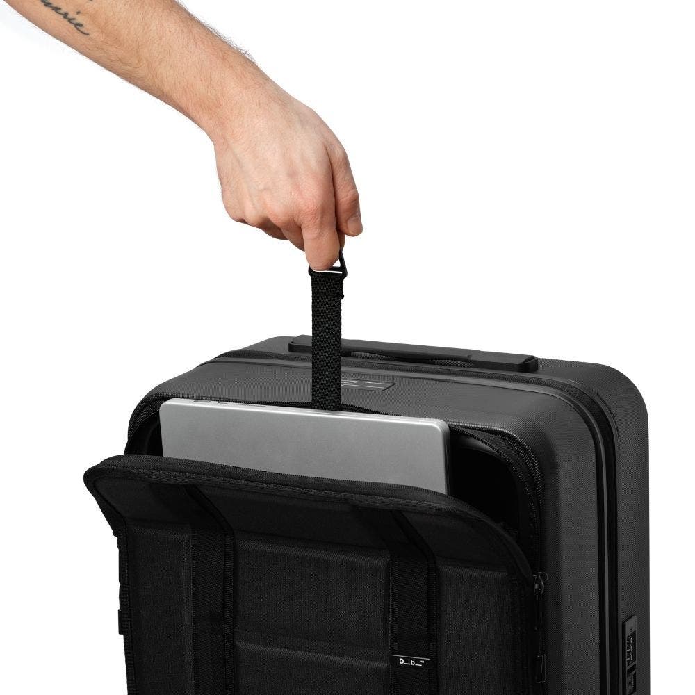 D_b_ Ramverk Pro Hardside 21 Inch Carry On Luggage  Spinner with Zipper Front Access Pocket, Alternate, color, Black Out