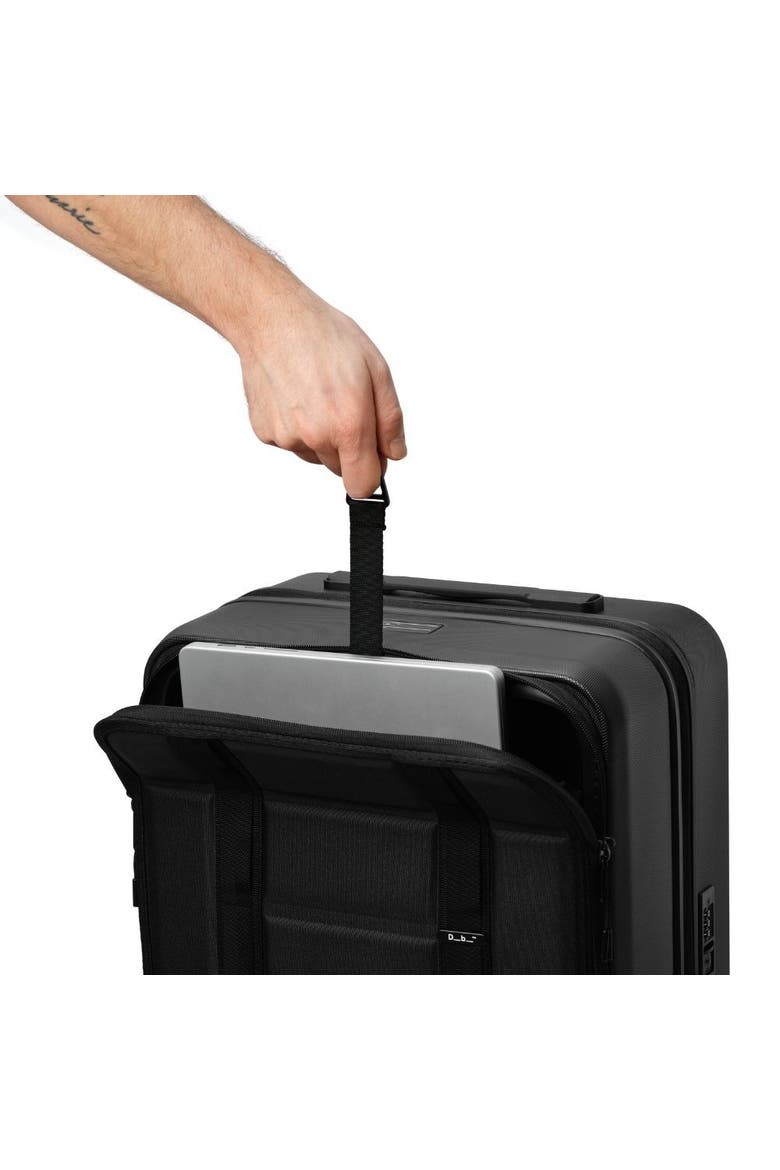 Ramverk Hardside 21 Inch Carry On Luggage  Spinner with Zipper Front Access Pocket, Alternate, color, Black Out