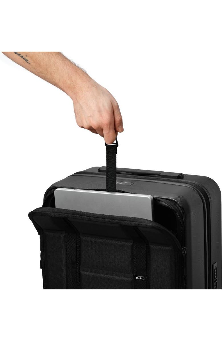 D_b_ Ramverk Pro Hardside 21 Inch Carry On Luggage Spinner with Zipper Front Access Pocket, Alternate, color, Black Out