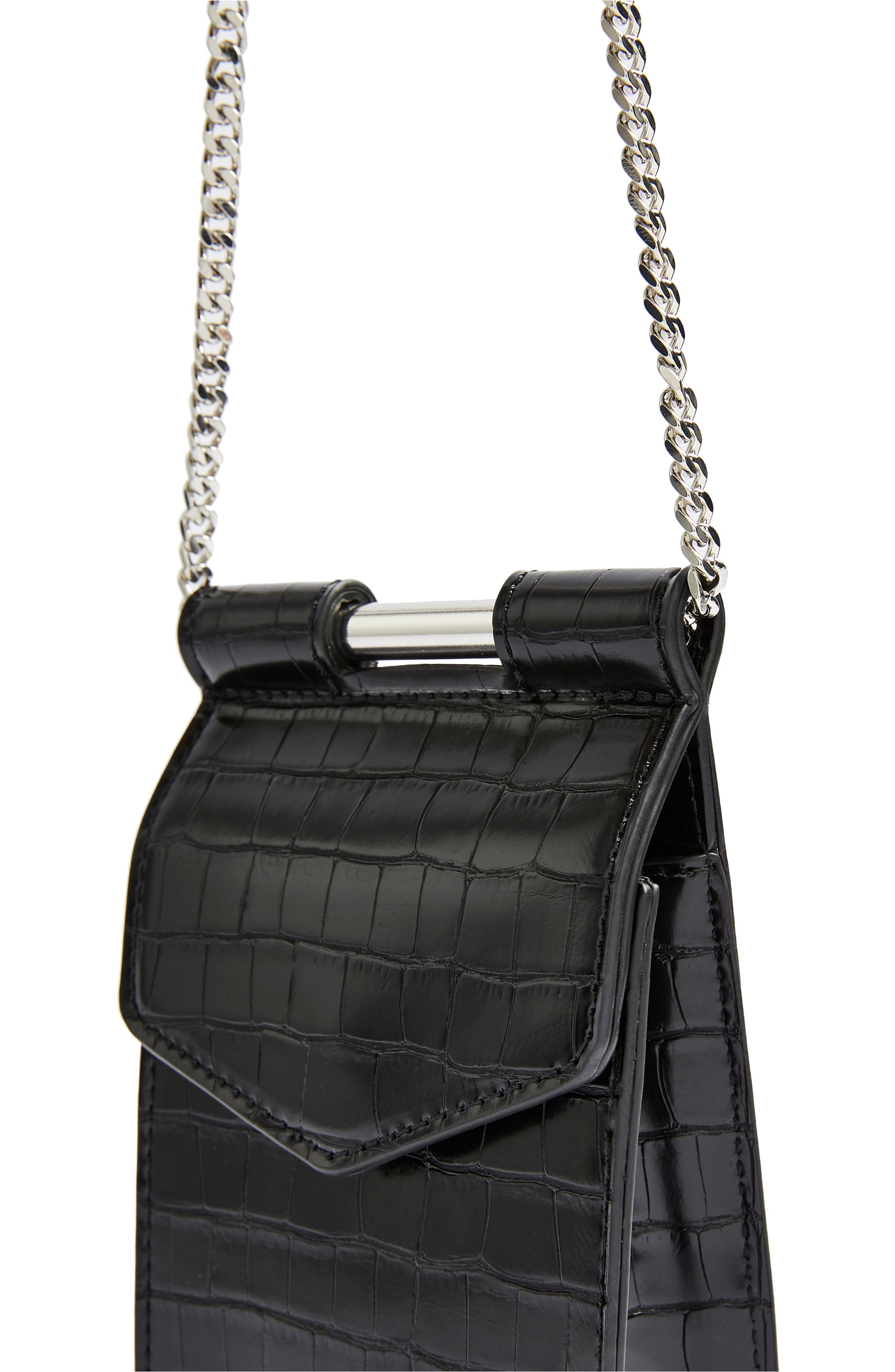 Topshop North South Faux Leather Crossbody Bag, Alternate, color, 