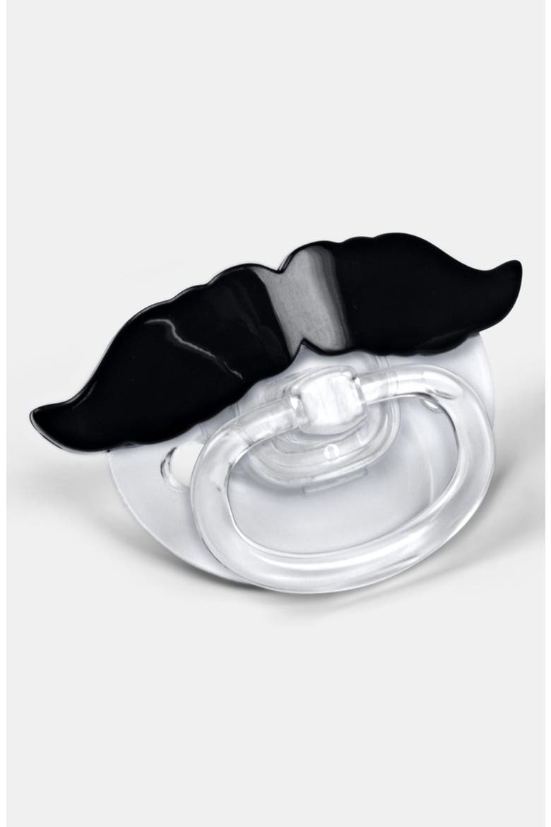 'Mustache' Pacifier, Main, color, BLACK