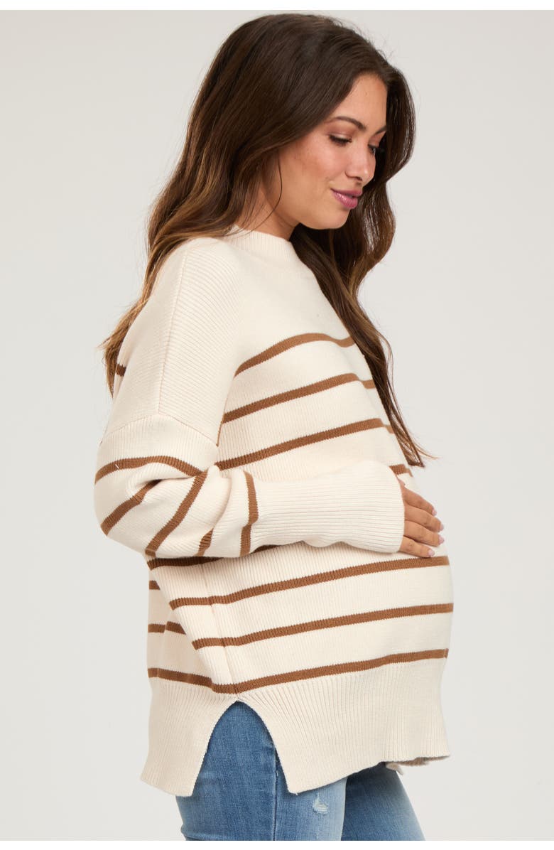 PinkBlush Striped Drop Shoulder Sweater, Alternate, color, Beige