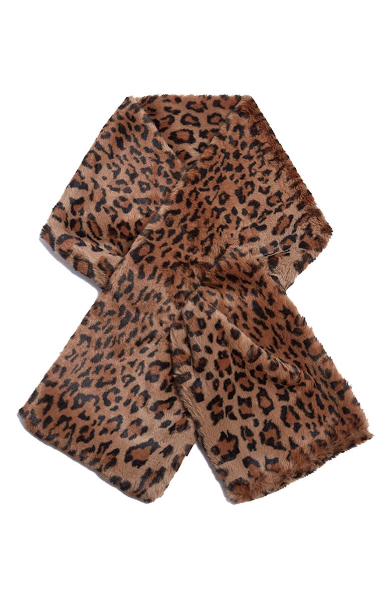 Apparis Bambi Leopard Spot Faux Fur Scarf, Main, color, 