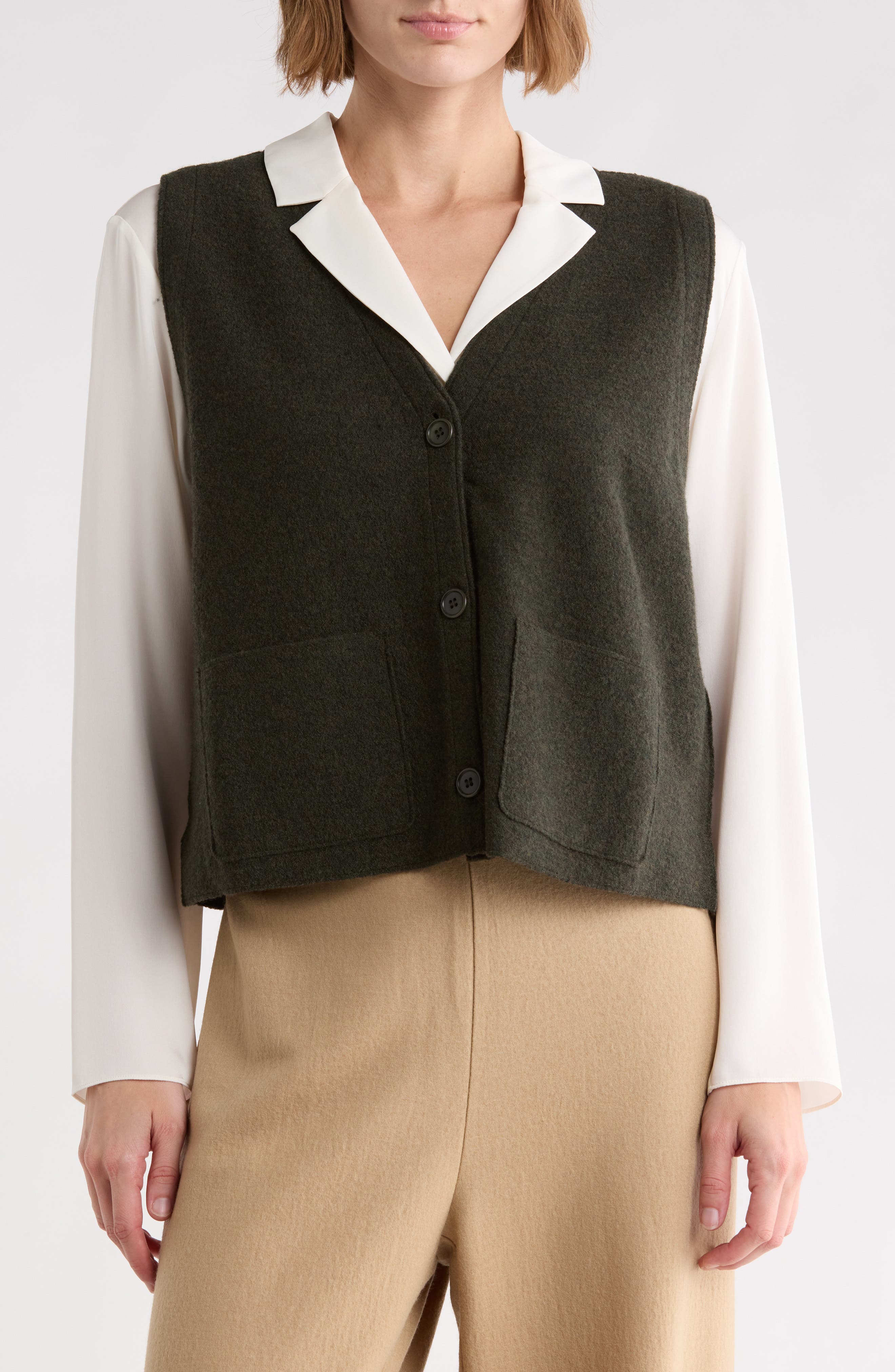 Extra Fine Merino Wool Button Front Vest