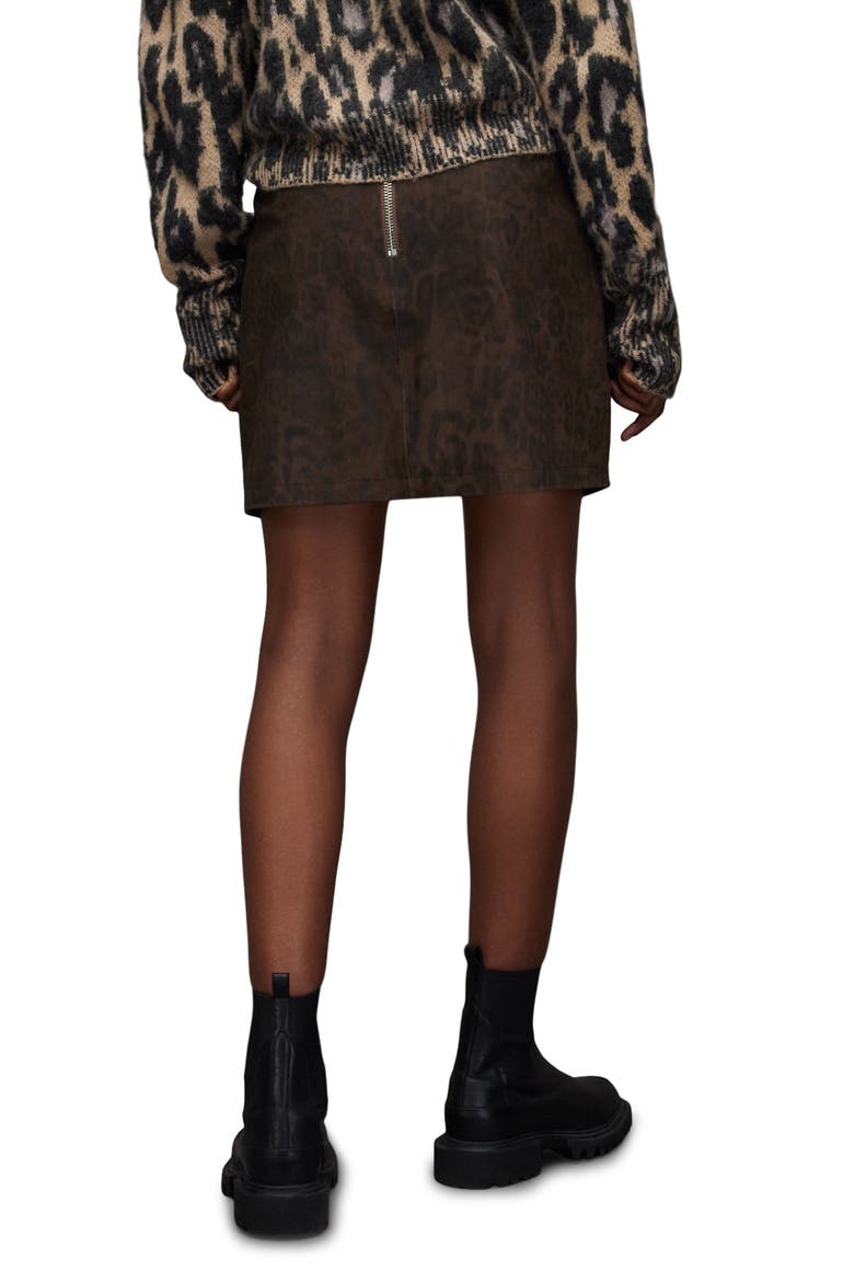 Lila Leo Leather Miniskirt, Alternate, color, BROWN