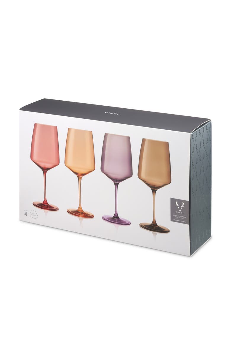 Viski Reserve Nouveau Crystal Wine Glasses Set of 4, Alternate, color, Daybreak