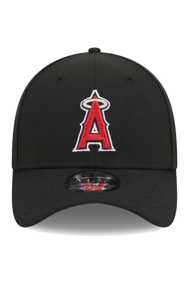 Men's New Era Black Los Angeles Angels Logo 39THIRTY Flex Hat, Alternate, color, Black