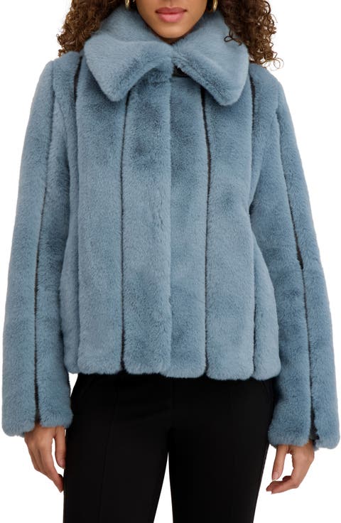 Vertical Seam Faux Fur Jacket