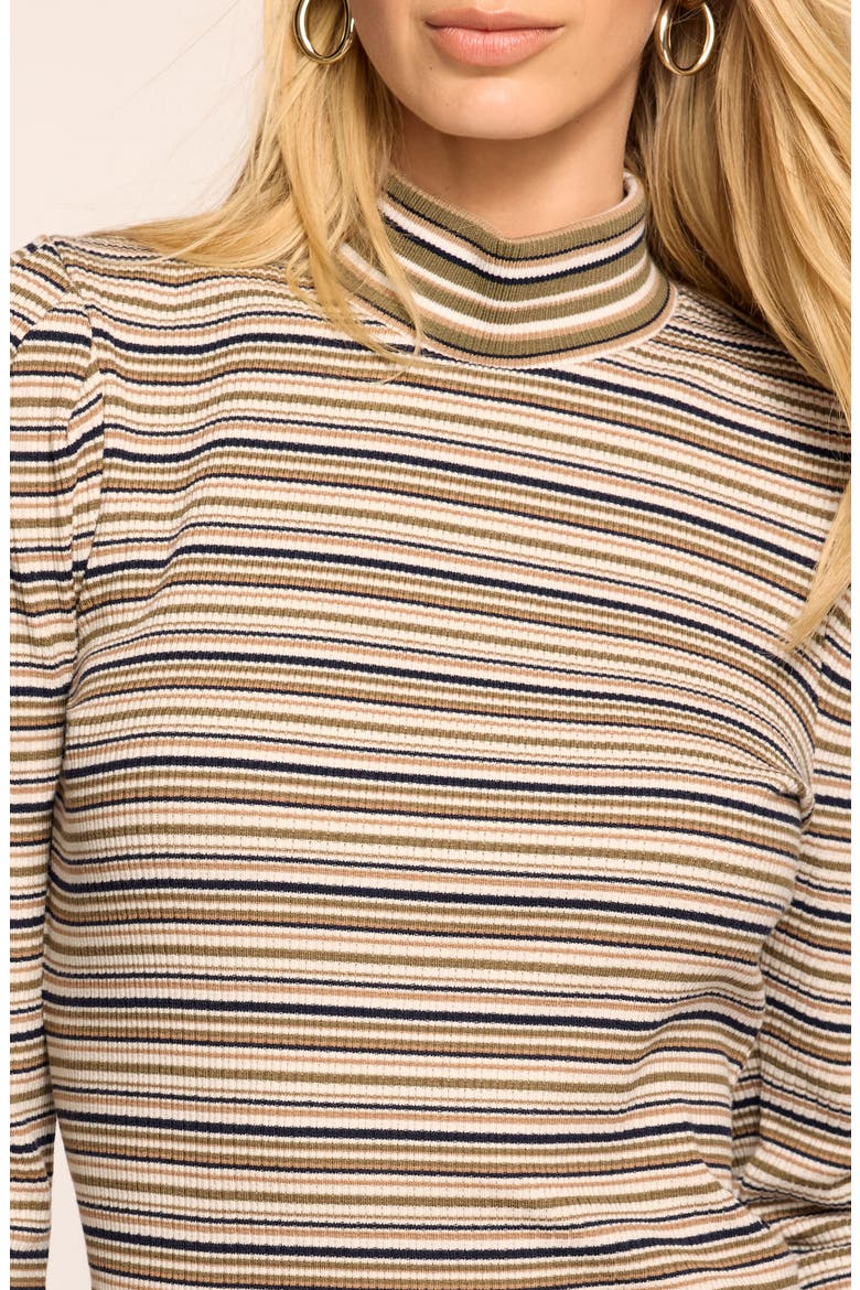 Yvonne Striped Mock Neck Top, Alternate, color, BONE STRIPE