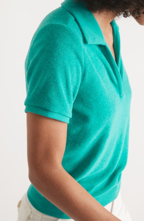 Marine Layer Johnny Collar Terry Polo In Green