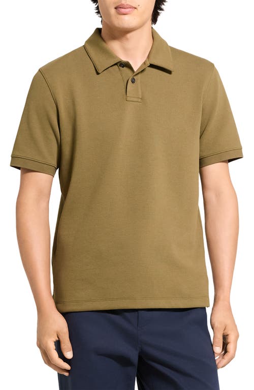 Theory Delroy Double Pique Regular Fit Polo Shirt In Brown