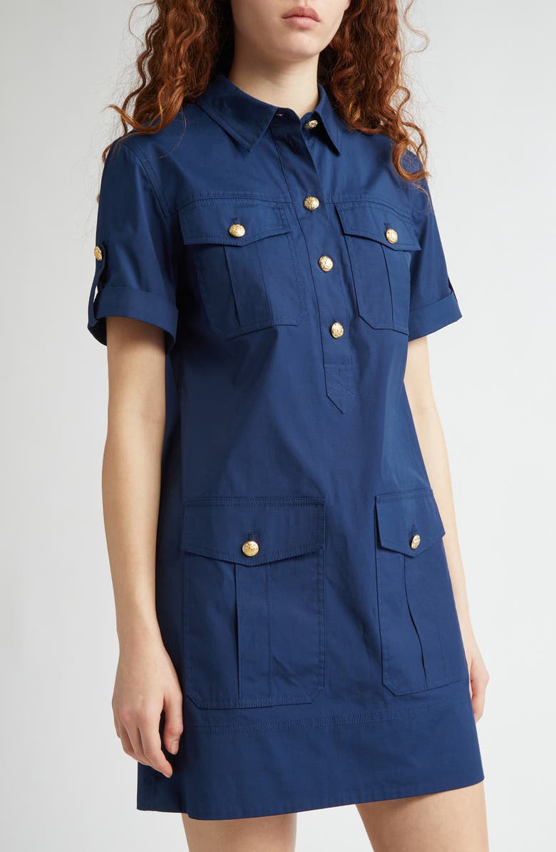 Veronica Beard Lucca Stretch Cotton Minidress, Alternate, color, Navy