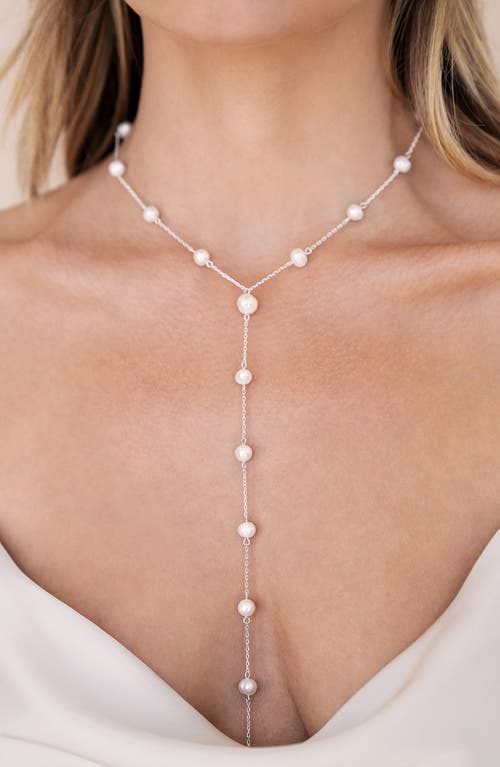 Shop Ettika Dripping Freshwater Pearl Y-necklace In Silver