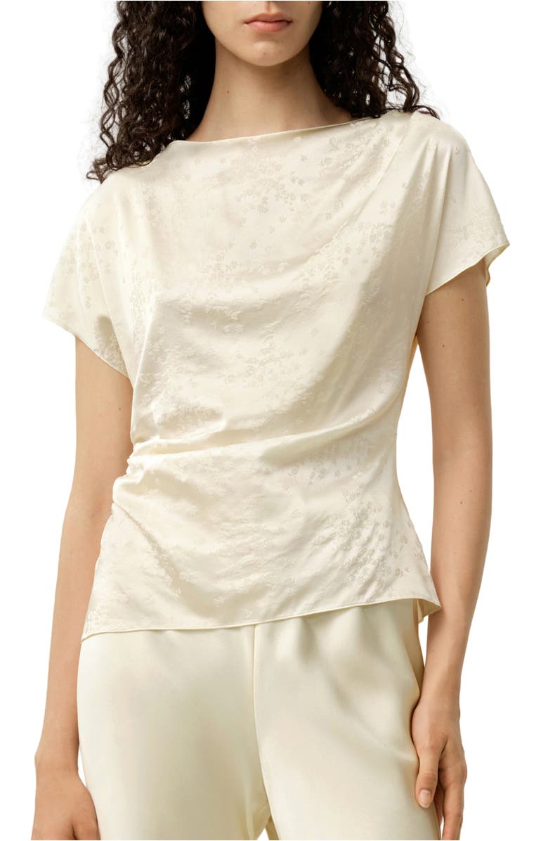 Lilysilk Ying Jacquard Silk Top, Main, color, Lily White