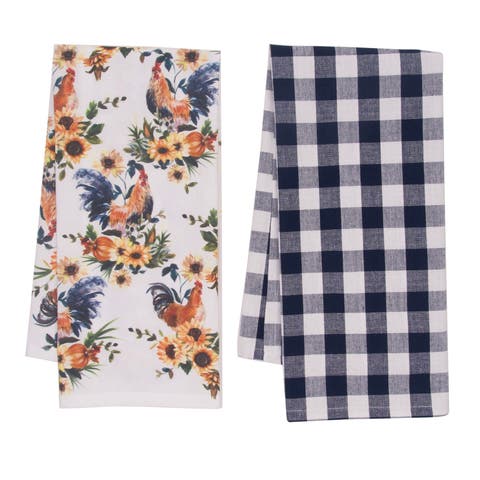 Rooster Farmhouse 100% Cotton Graphic Prints Set of 2 Handtowels