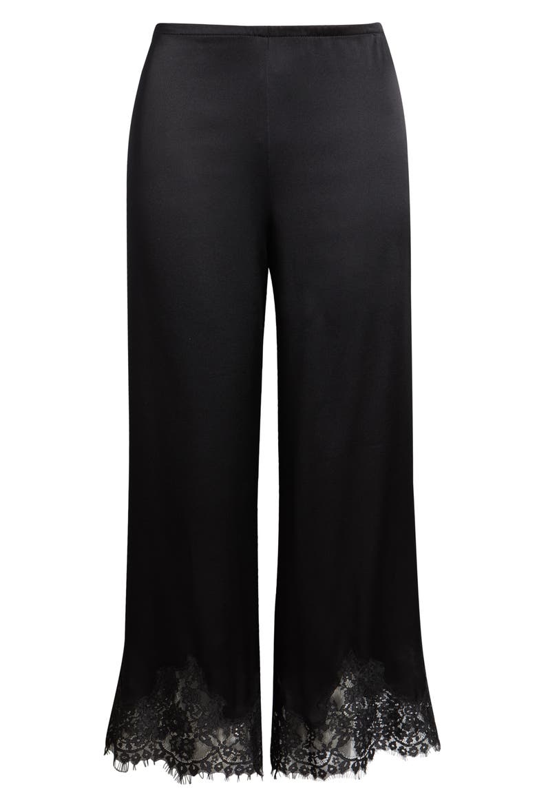 Carolina Silk Lace Hem Pant, Alternate, color, BLACK