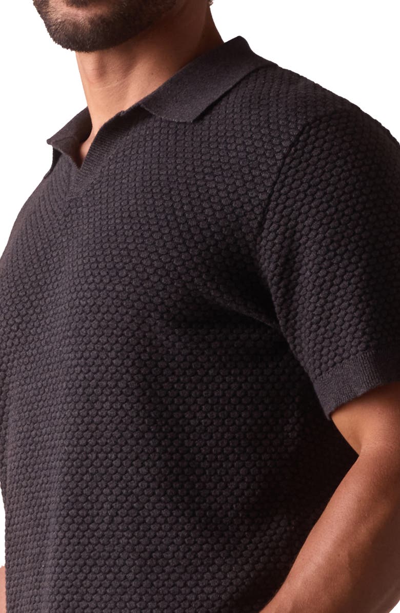 The Normal Brand Robles Johnny Collar Textured Cotton Jacquard Polo Sweater, Alternate, color,