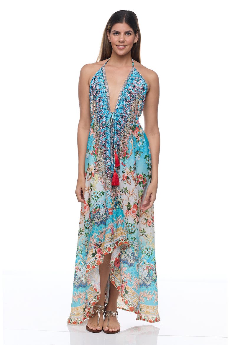 Halter Maxi Dress, Alternate, color, BLUE