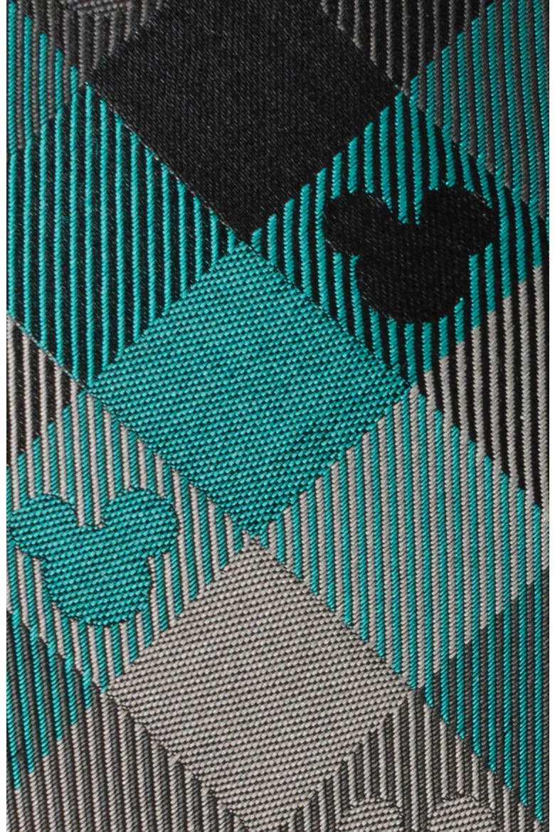 x Disney Mickey Silhouette Plaid Silk Tie, Alternate, color, TEAL