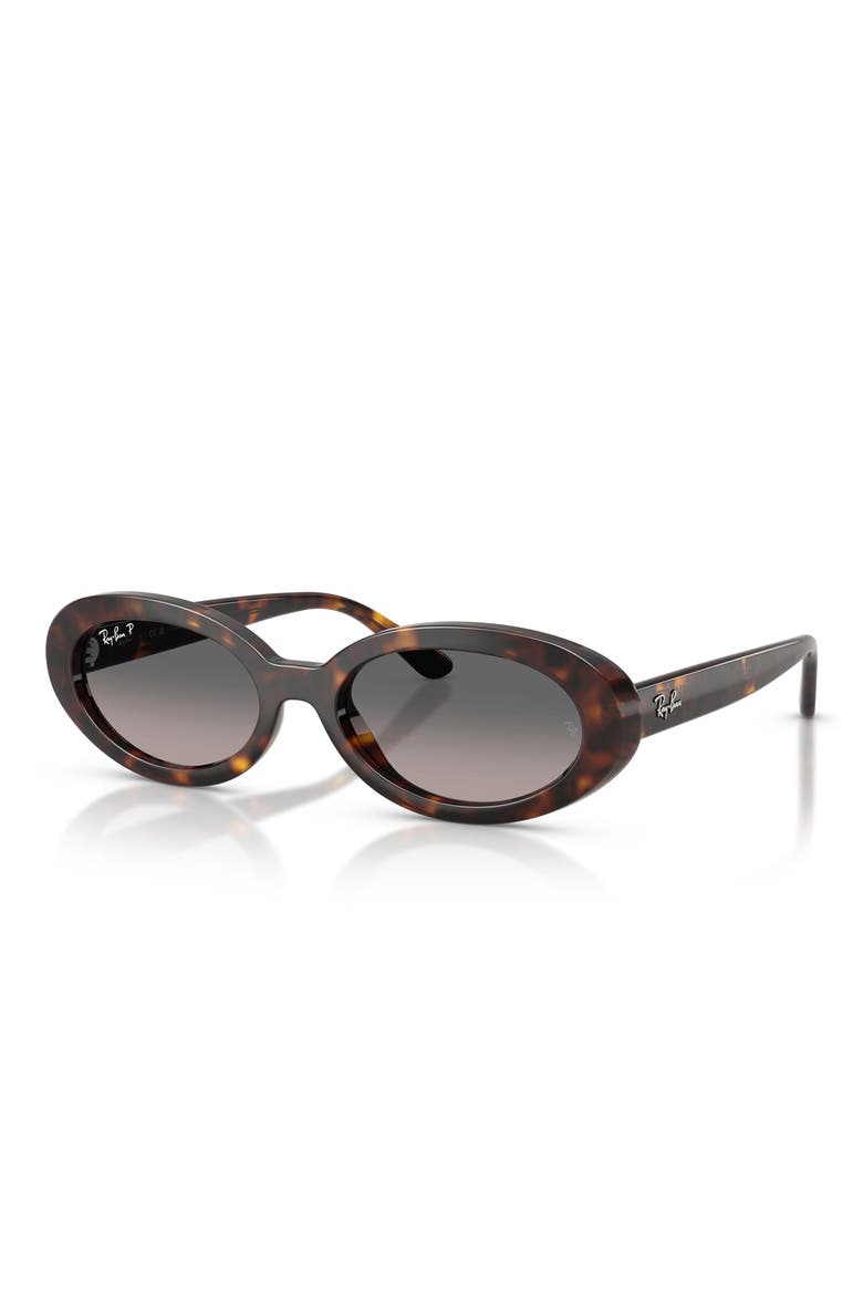 54mm Gradient Polarized Oval Sunglasses, Alternate, color, HAVANA / GREY GRADIENT POLAR
