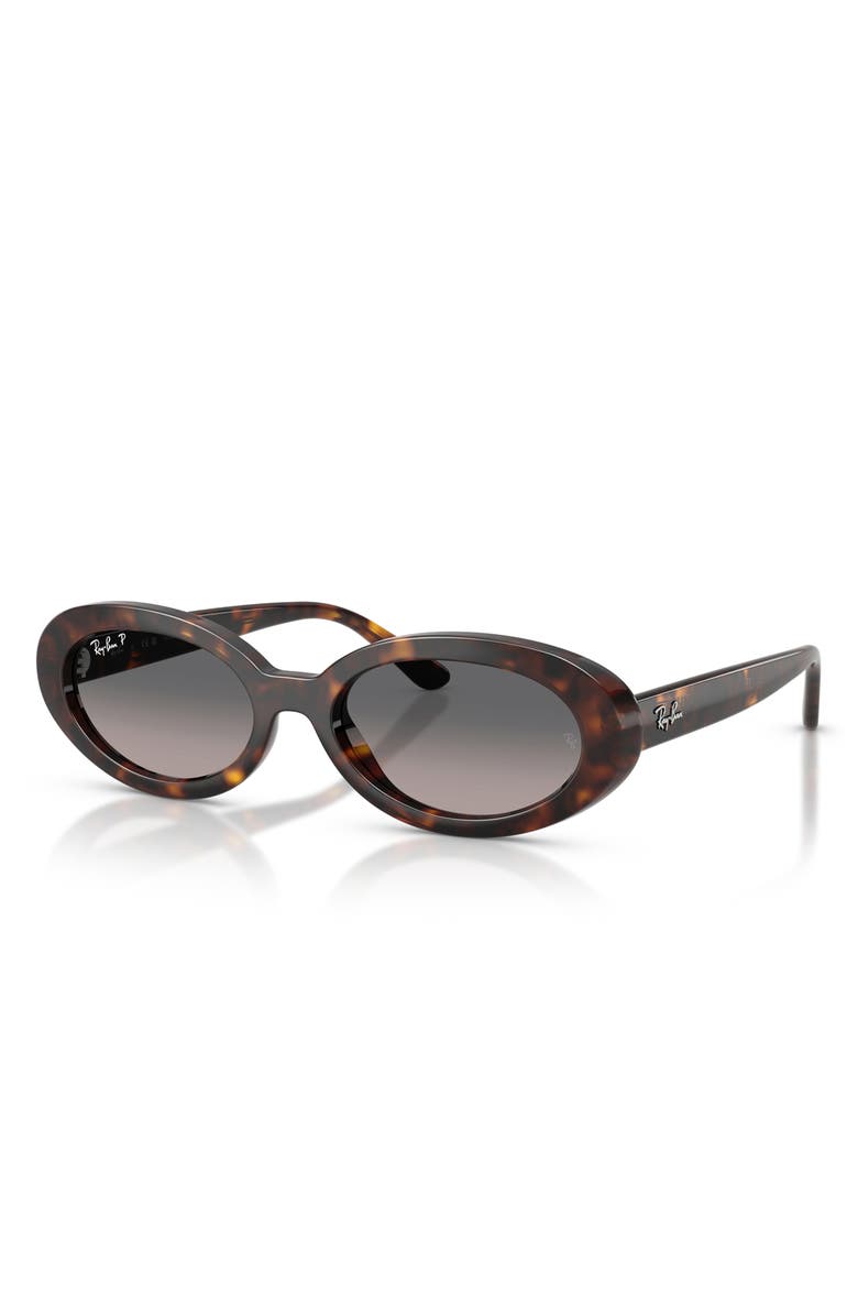 Ray-Ban 54mm Gradient Polarized Oval Sunglasses, Alternate, color, Havana / Grey Gradient Polar