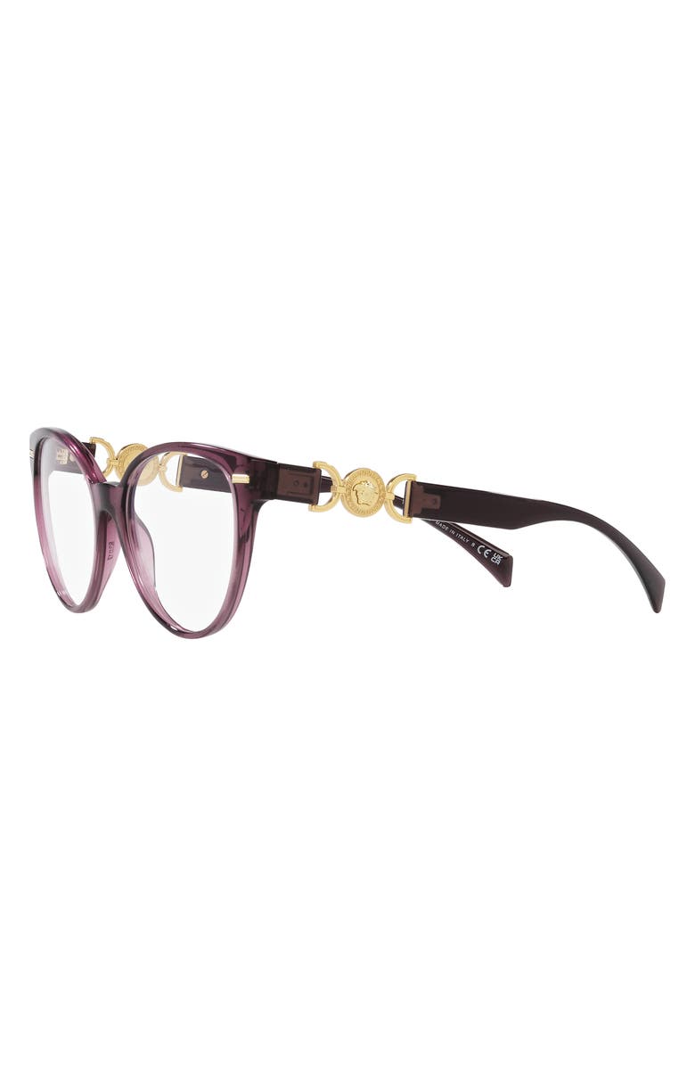 Versace 53mm Cat Eye Optical Glasses, Alternate, color, Transparent Violet