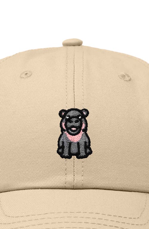 Dalix Hippo Embroidered Adjustable Hat In Khaki