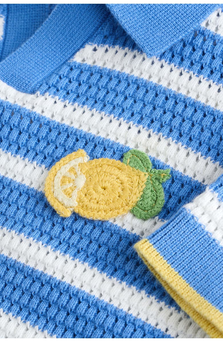 NEXT Kids' Stripe Open Stitch Cotton Polo Sweater, Alternate, color, Blue