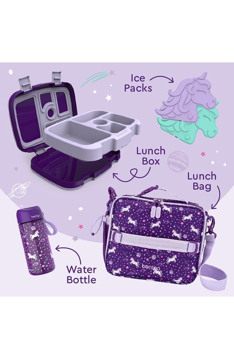 BENTGO Kids' Print Back to Lunch 5-Piece Set, Alternate, color, Lavender/ Purple