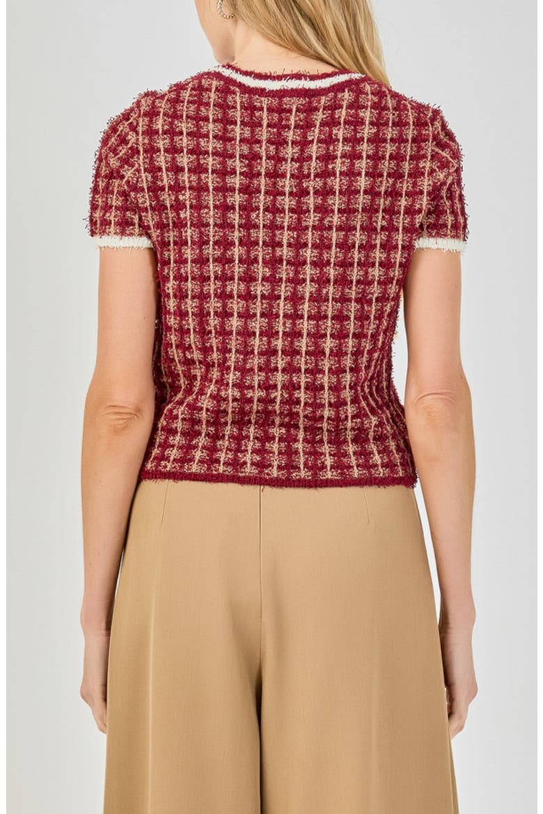 Check Tweed Sweater, Alternate, color, MERLOT MULTI