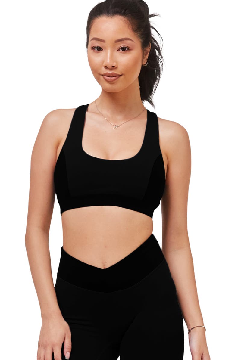 Rebody Active Swift Keyhole Racerback Cloudlux Bra, Alternate, color, Metropolis Black