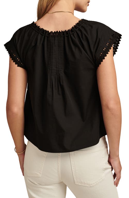 Lucky Brand Eyelet Trim Pintuck Button-up Top In Meteorite