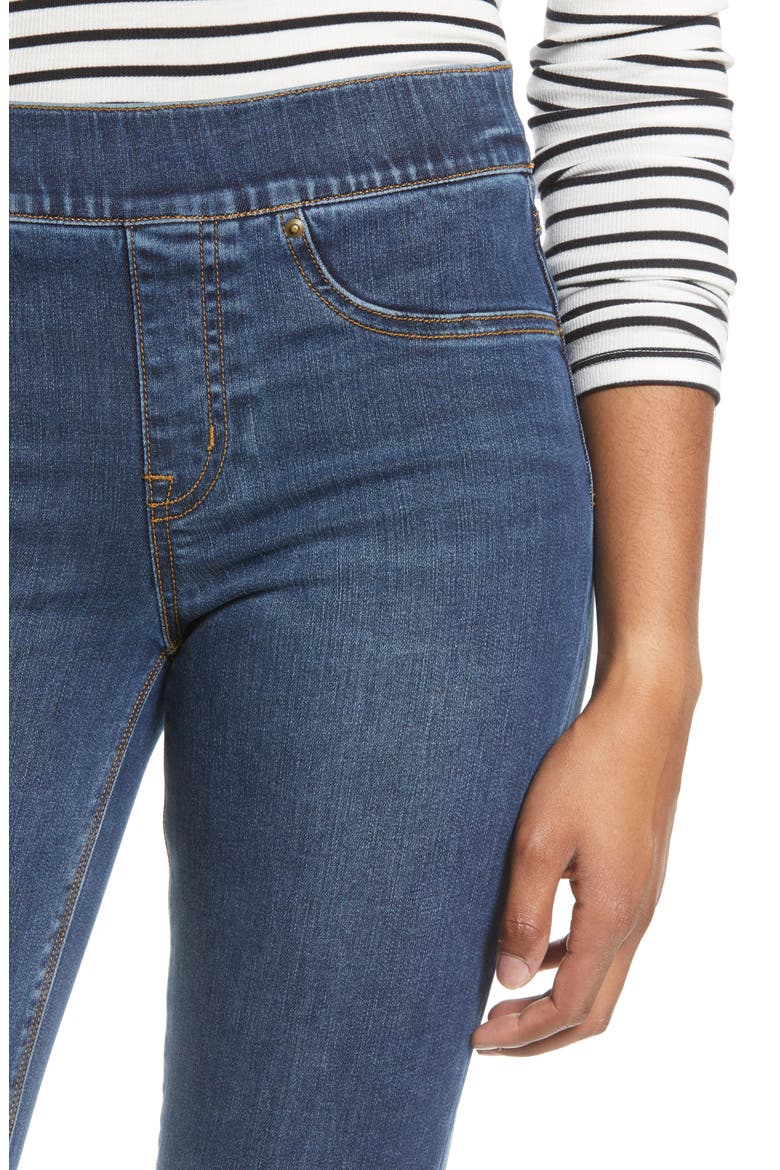 Distressed High Waist Ankle Denim Leggings, Alternate, color, MEDIUM WASH
