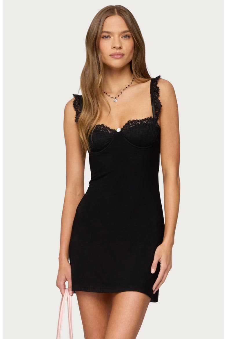 Rosine Lacy Minidress, Alternate, color, BLACK
