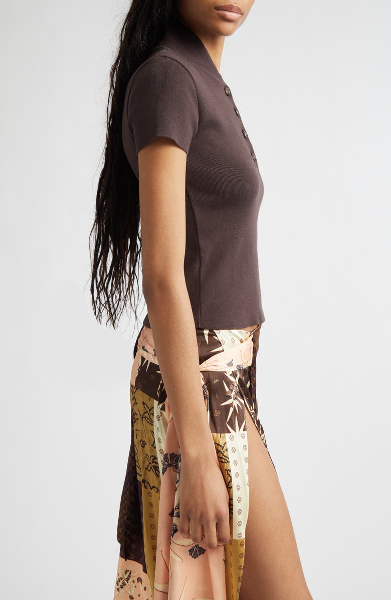 Siedrés Mollie Embroidered Logo Rib Cotton Polo, Alternate, color, Brown