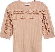 Ulla Johnson Salima Ruffle & Lace Merino Wool Sweater