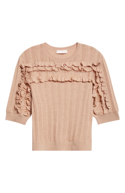 Ulla Johnson Salima Short Sleeve Knit Camel Melange In Neutral