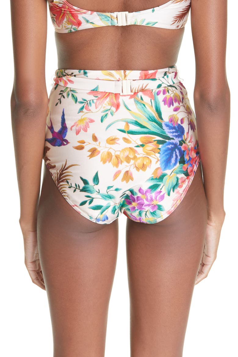 Tropicana Floral High Waist Bikini Bottoms, Alternate, color, CREAM FLORAL