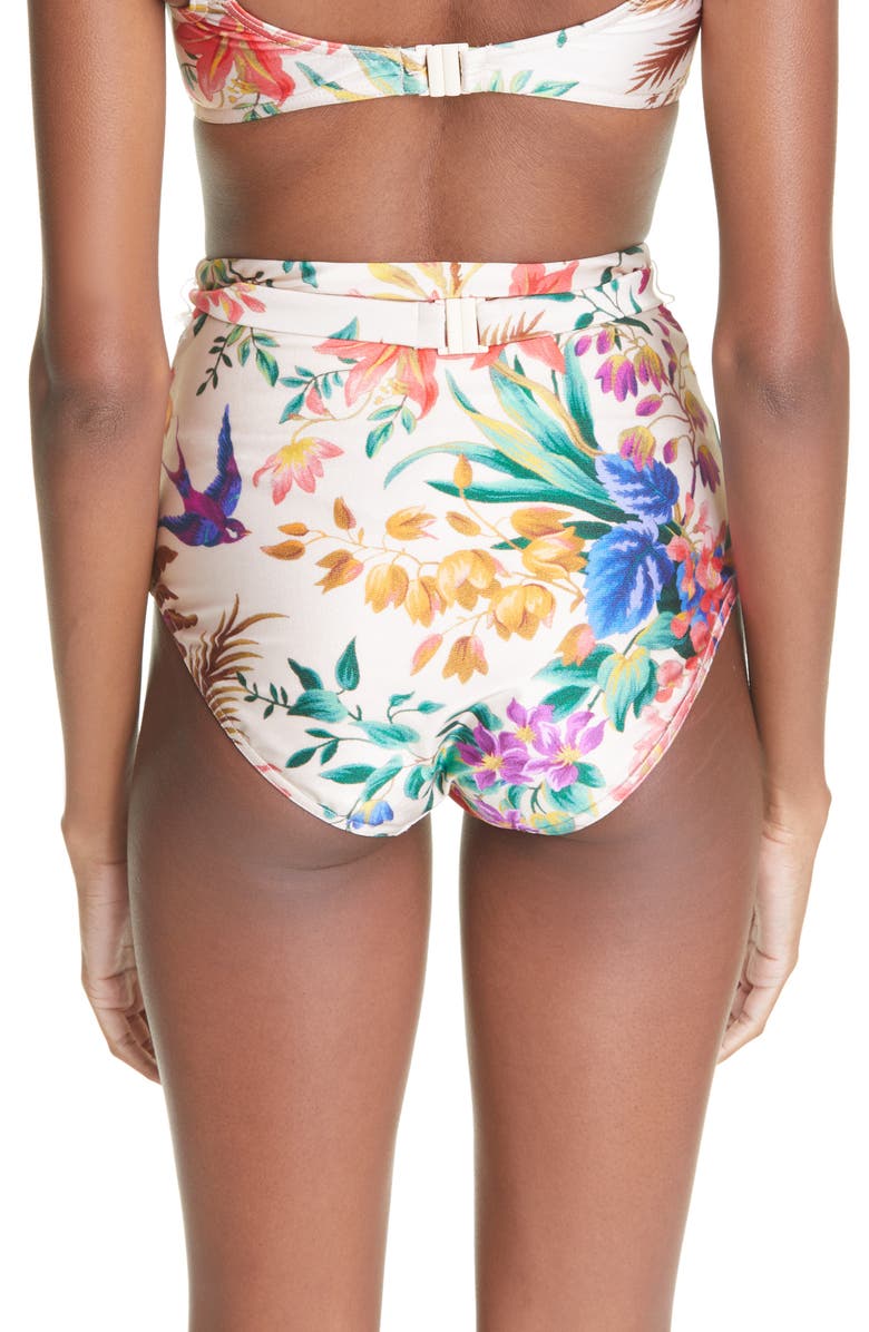 Zimmermann Tropicana Floral High Waist Bikini Bottoms, Alternate, color, 