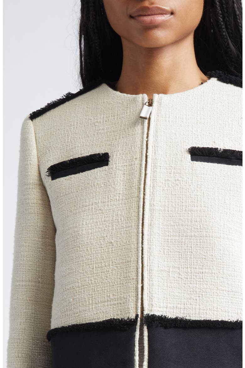 Pagai Tweed Zip Jacket, Alternate, color, BEIGE