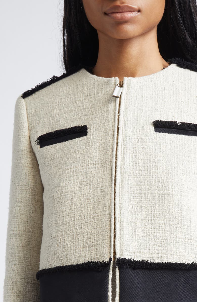 Max Mara Pagai Tweed Zip Jacket, Alternate, color, Beige