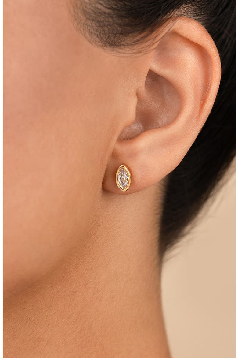 Marquise-Cut Cubic Zirconia Stud Earrings, Alternate, color, GOLD