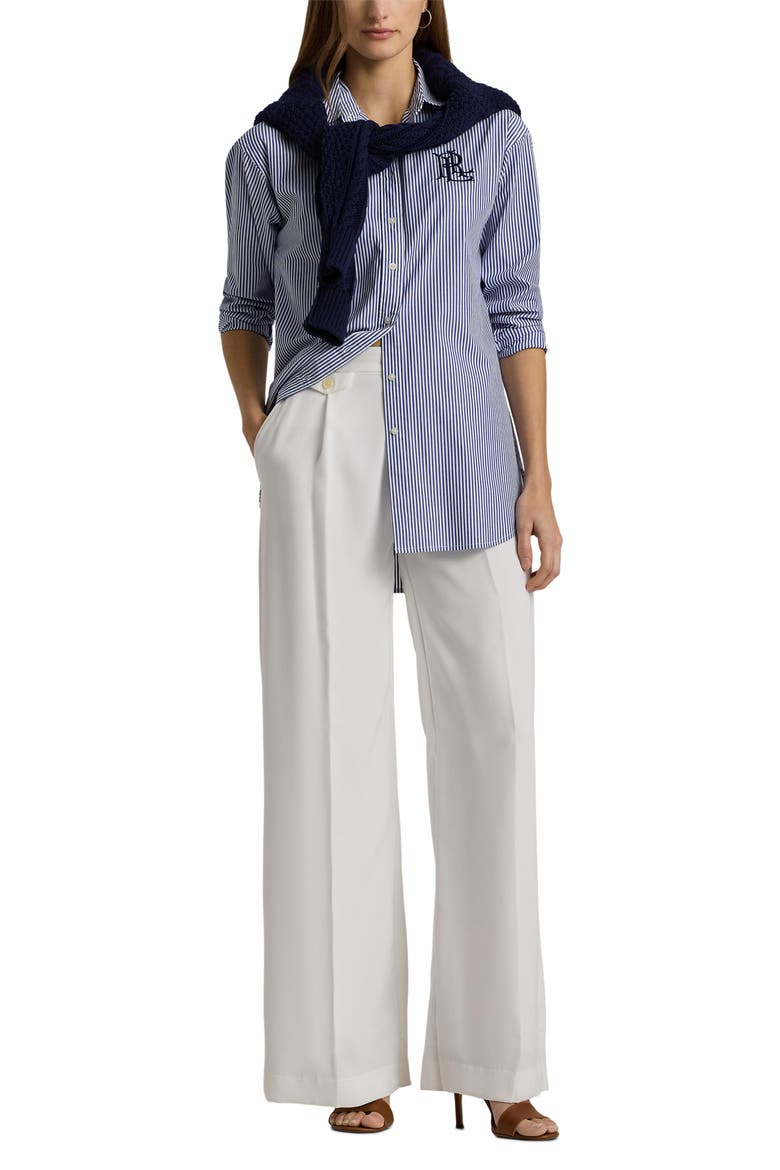 Relaxed Fit Striped Stretch Cotton Shirt, Alternate, color, BLU/WHT