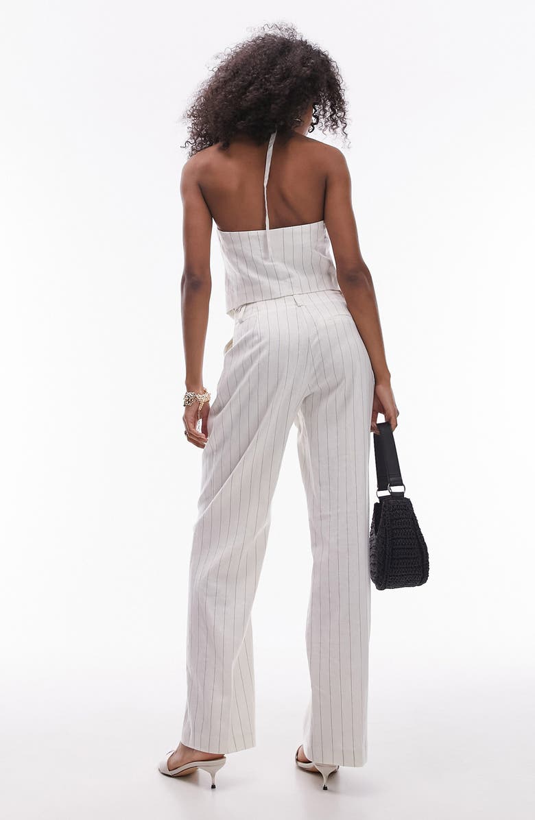 Topshop Pin Stripe Pleated Trousers, Alternate, color, Cream