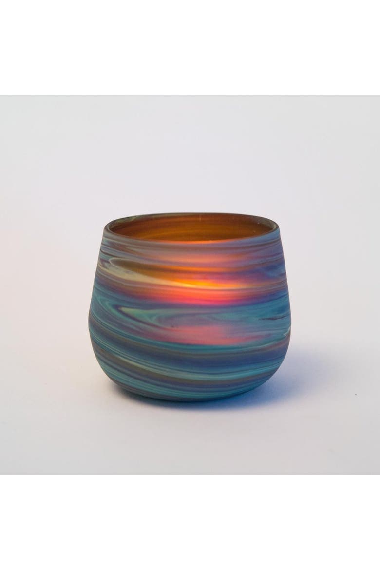 Phoenician Glass Candleholder, Main, color, Blue