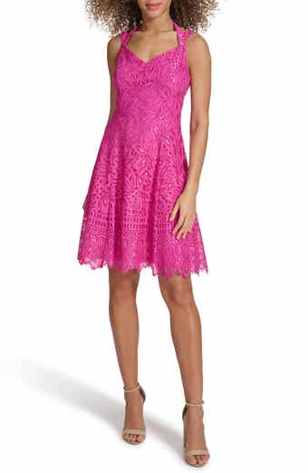 Kensie Corded Lace Halter Cocktail Minidress