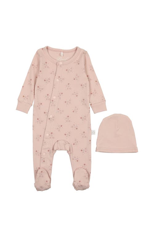 Pouf Star Print Footie In Dusty Pink