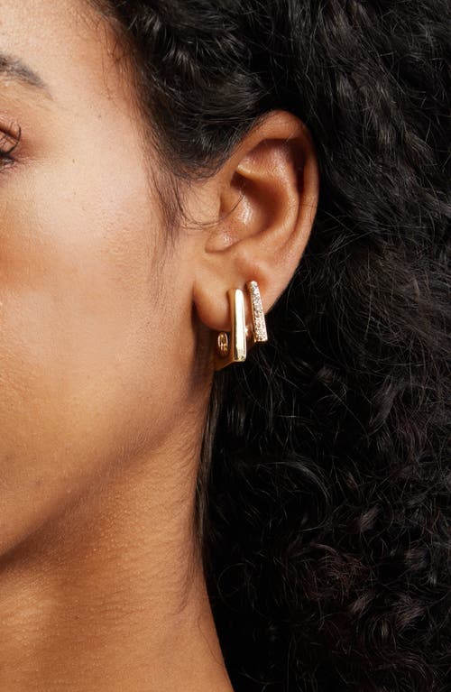 Open Edit Set Of 2 Squared Hoop Earrings In Gold